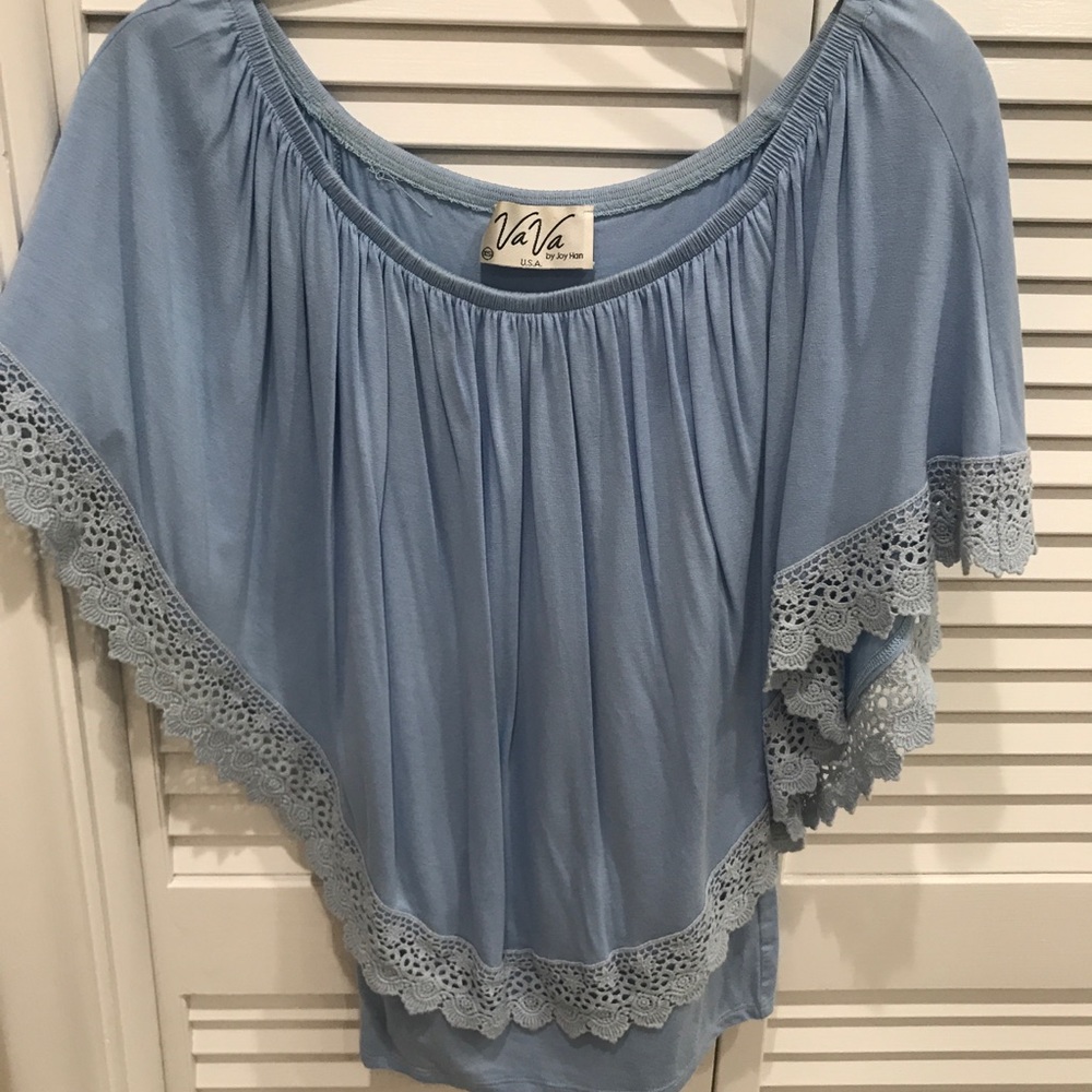 Vava by Joy Han Blue Off Shoulder Top